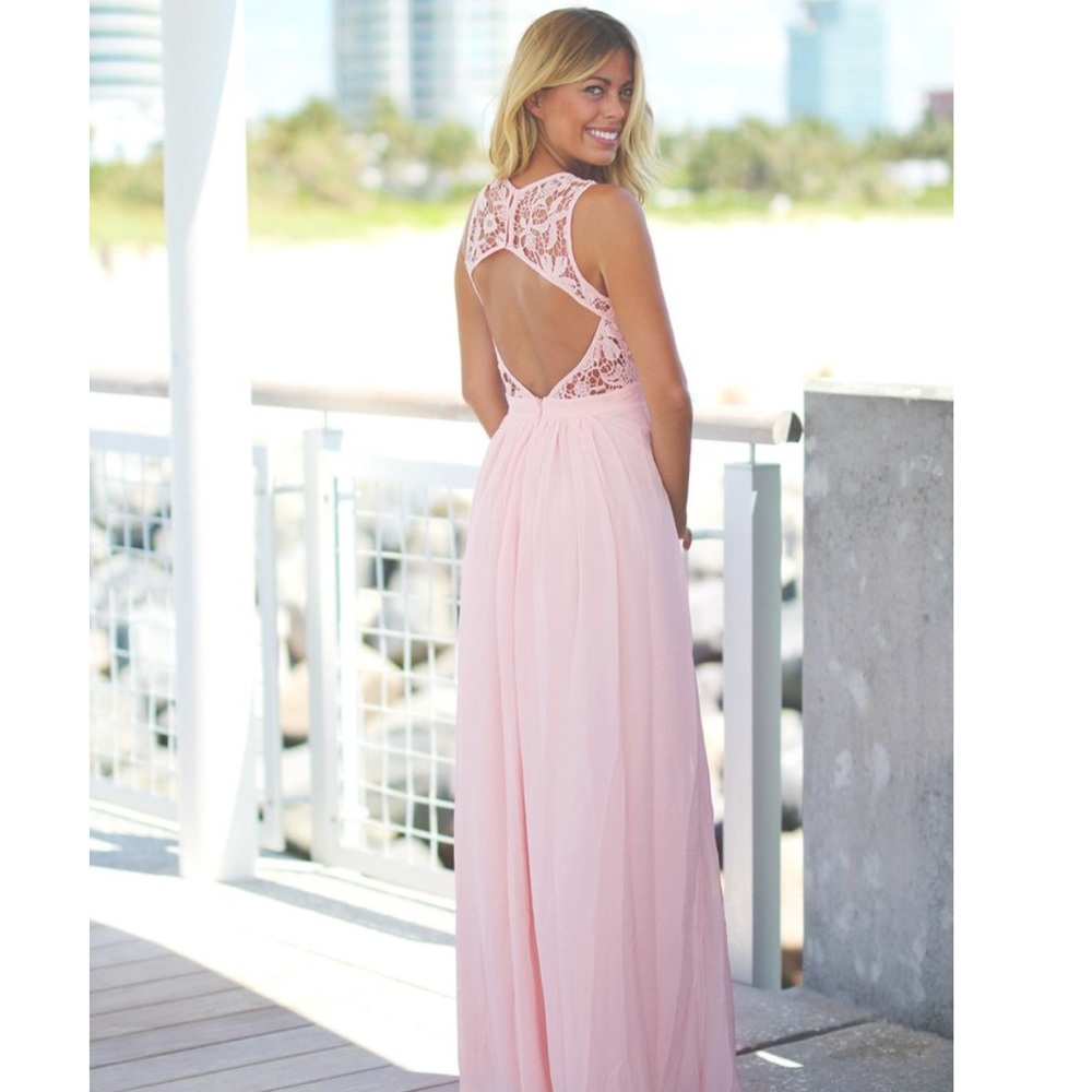 Saved By The Dress Pink Lace Maxi Dress